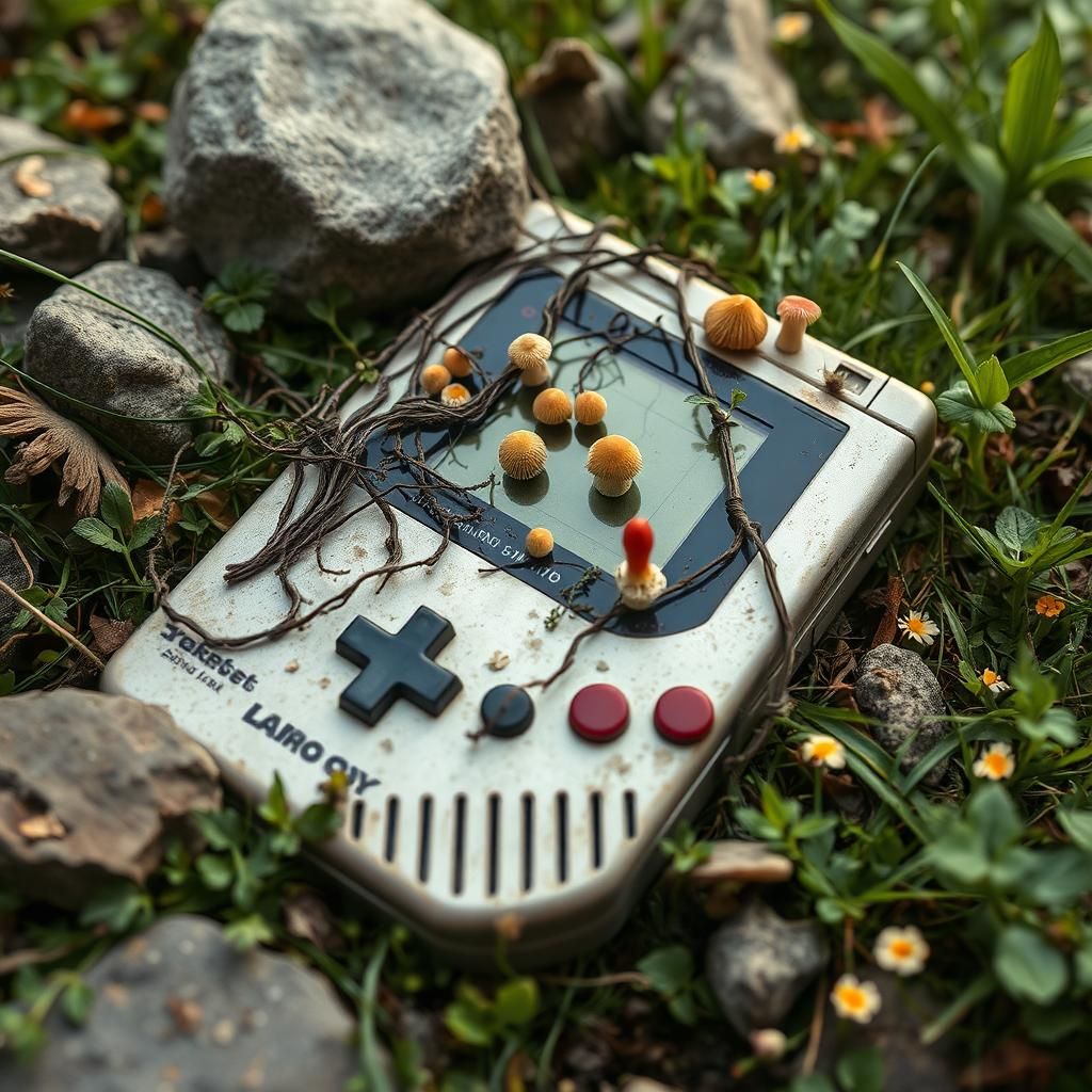 A Game Boy. Overgrown with nature🍂🍃