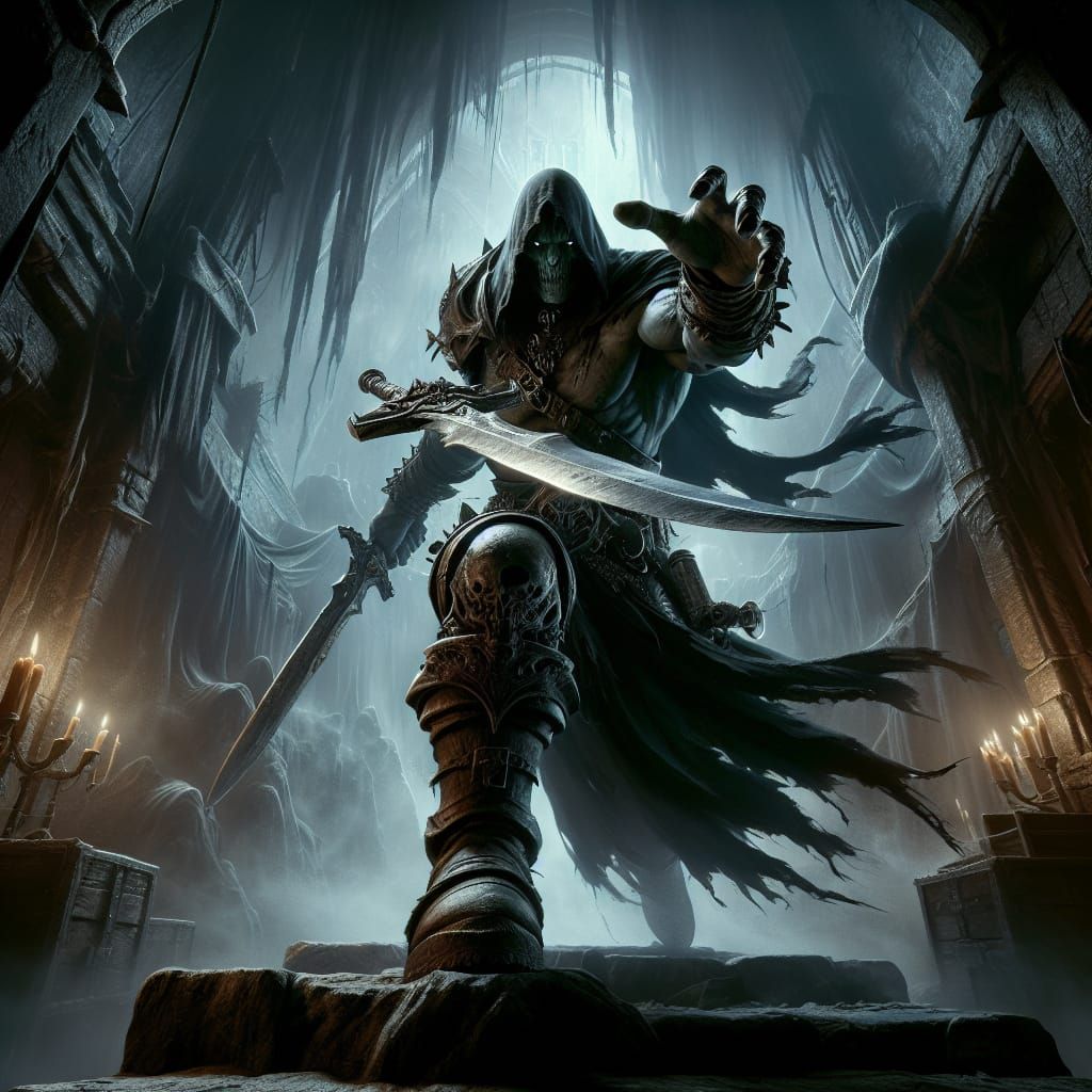 Imposing Underdark Warrior in a Fantasy Dungeon