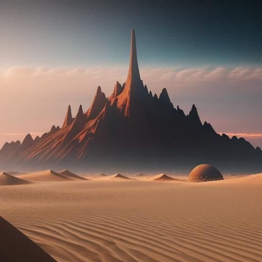 Sci-Fi Dune Planet Sunset: Matte Painting Concept Art