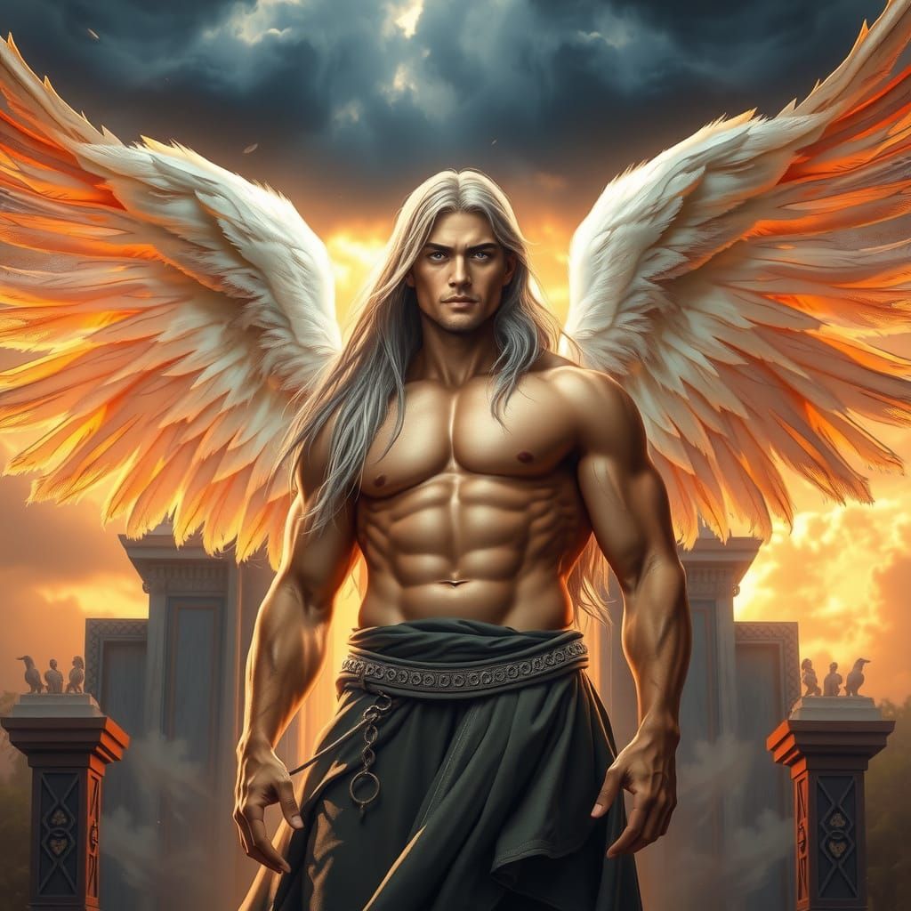 Guardian Angel at Pearlescent Gate in HDR Style