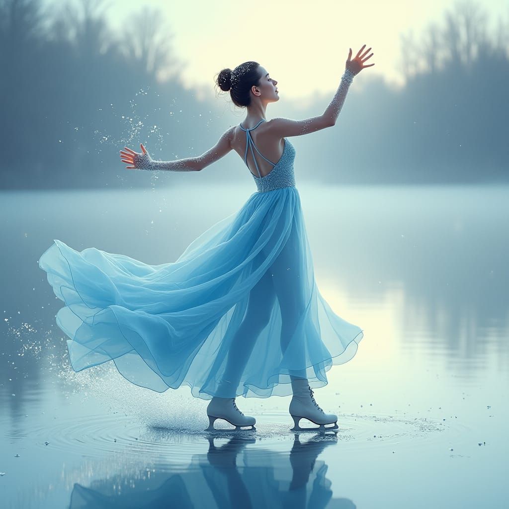 Ethereal Figure Skater in Winter Wonderland