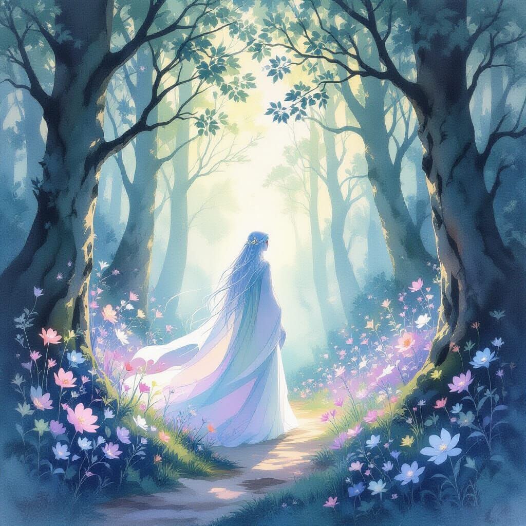 Ethereal Forest Spirit in Pastel Hues