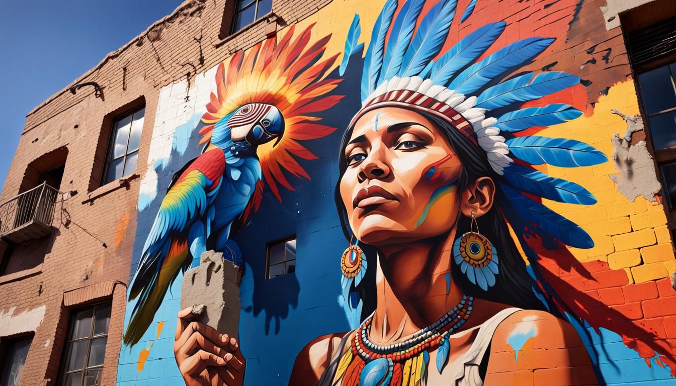 Indigenous Mural: Graffiti Art in Vibrant Colors