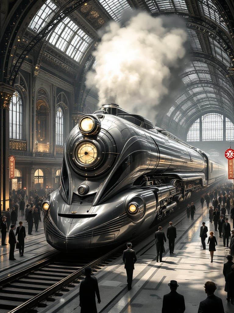 Streamline Moderne Locomotive at Grand Central Station