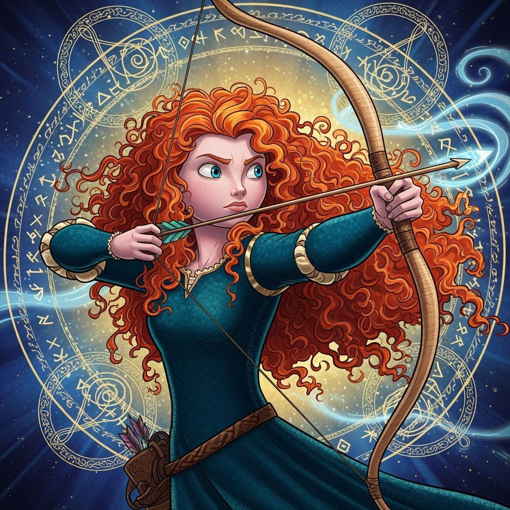 Merida as Sagittarius in Disney Illustration Style