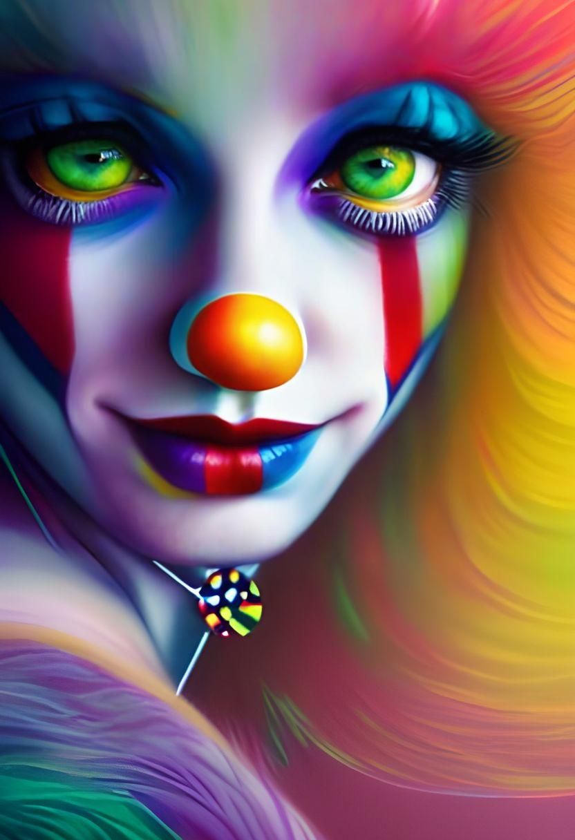 Detailed Clown Portrait in Maximalist Style