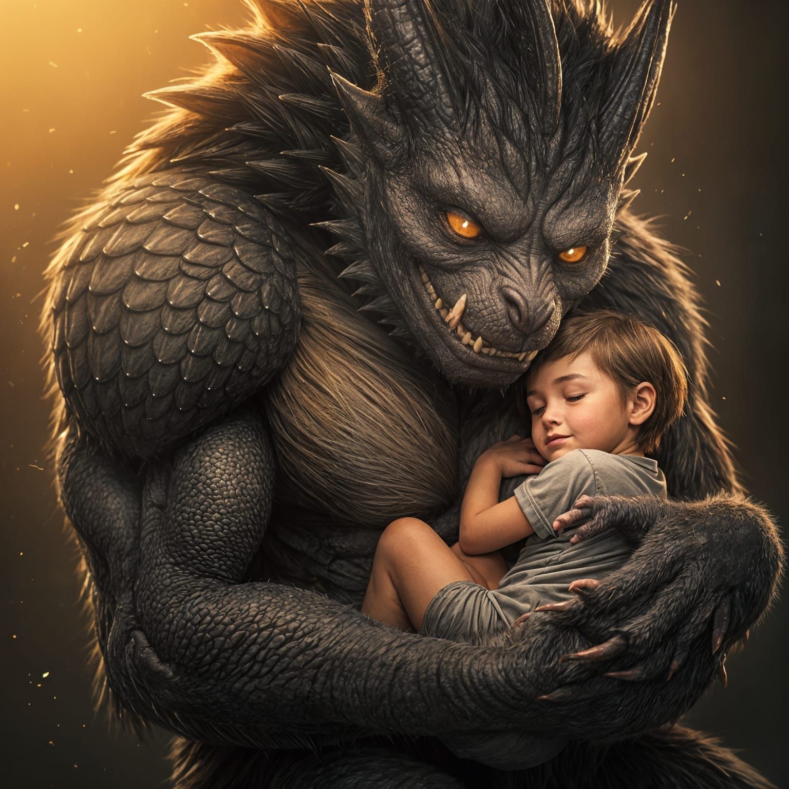 Gentle Beast Protects Sleeping Child: A Heartwarming Scene