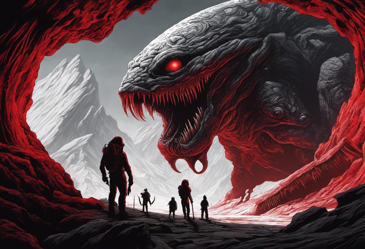 Detailed Horror Illustration of Cave-Dwelling Alien Critters