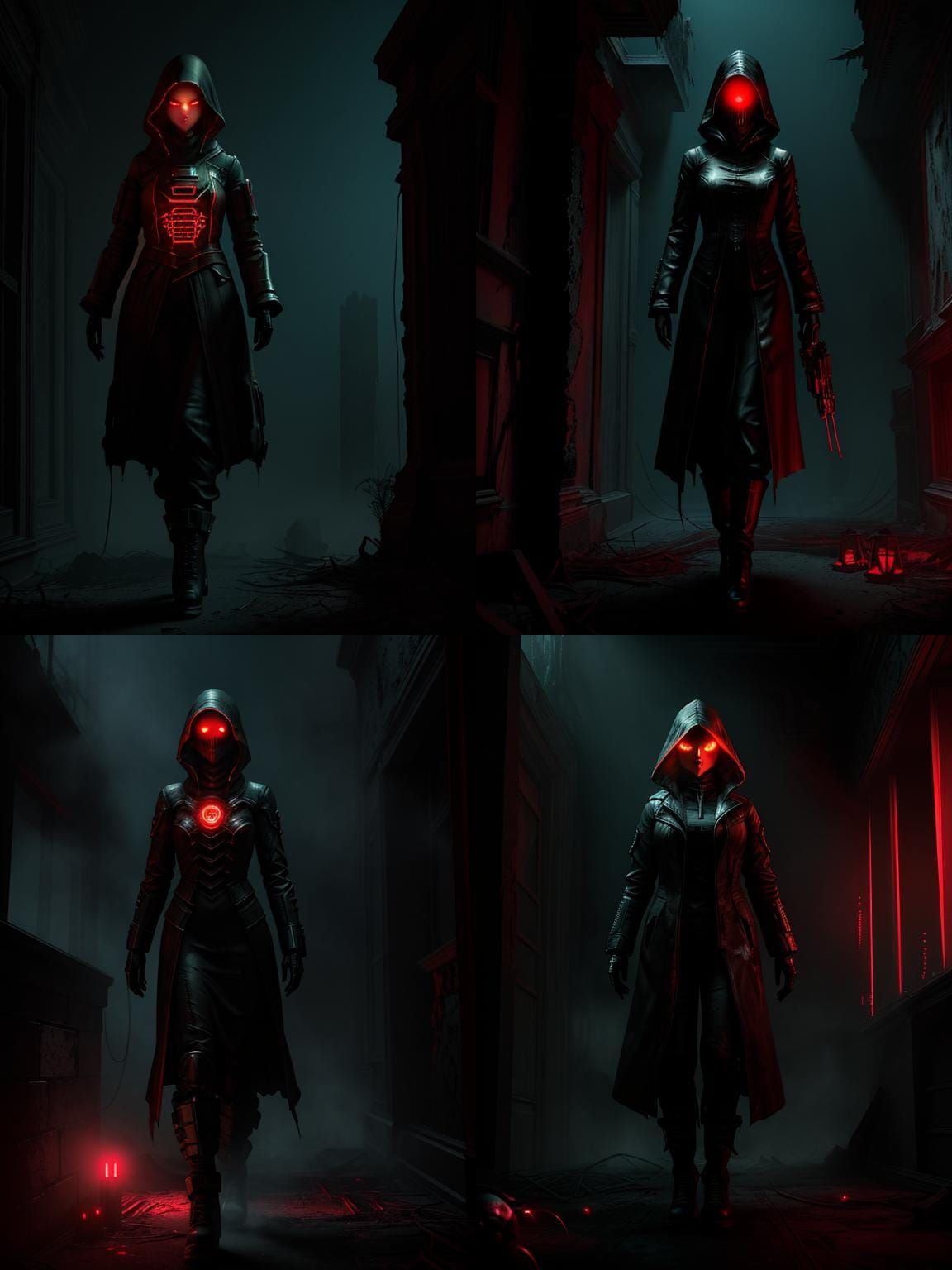 Ghostly Woman Drifting Through Ancient Mansion: Retro Sci-Fi