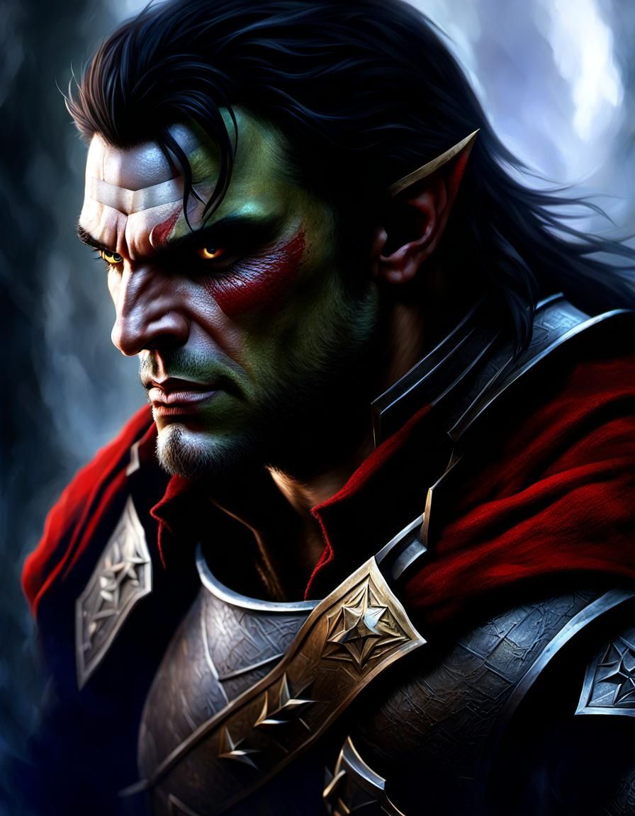 Half-Orc Fighter in Ethereal Fantasy Art