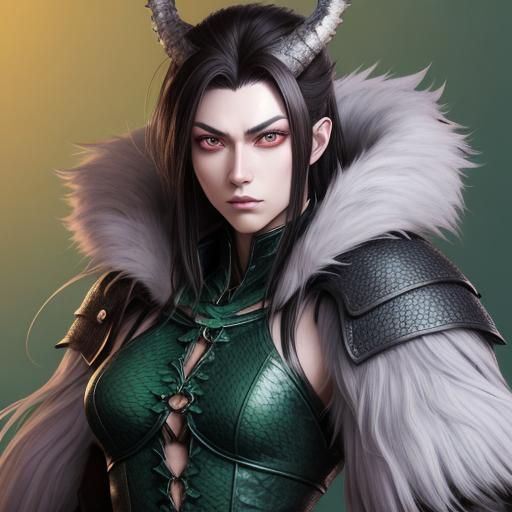 Barbarian Shifter with Wyvern Features in Anime Style