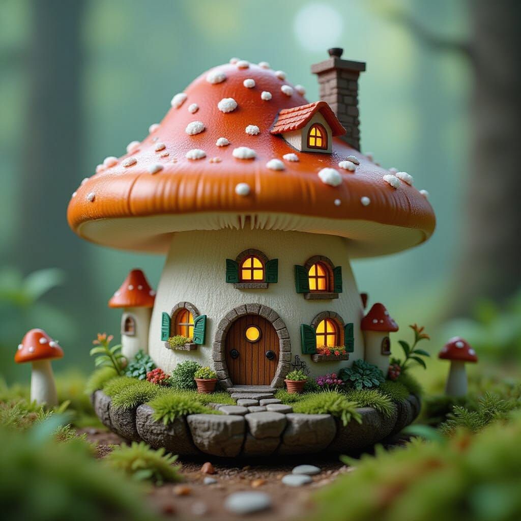 Miniature Mushroom Village Inspired by Fairy Tales