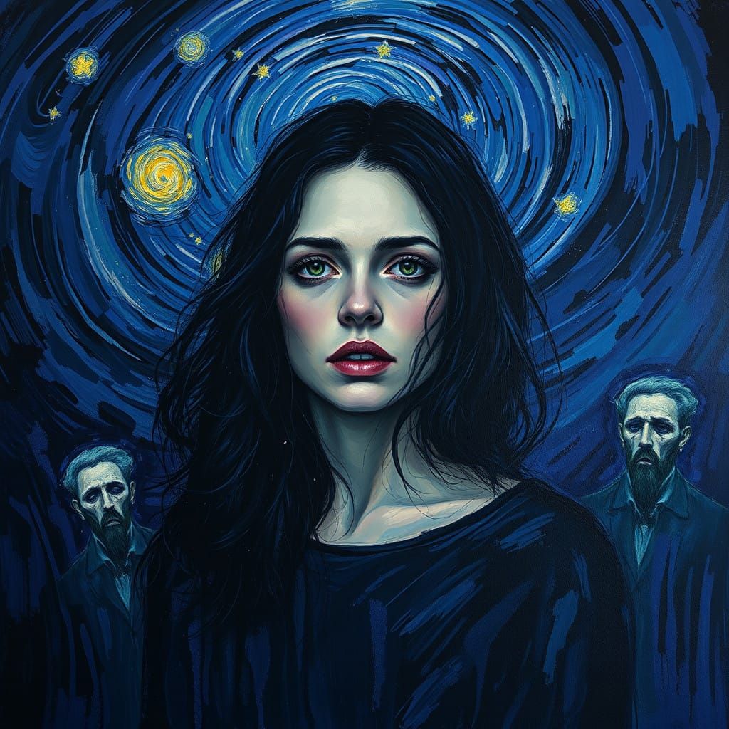 Ethereal Nightmare Scene in Dark, Expressive Style