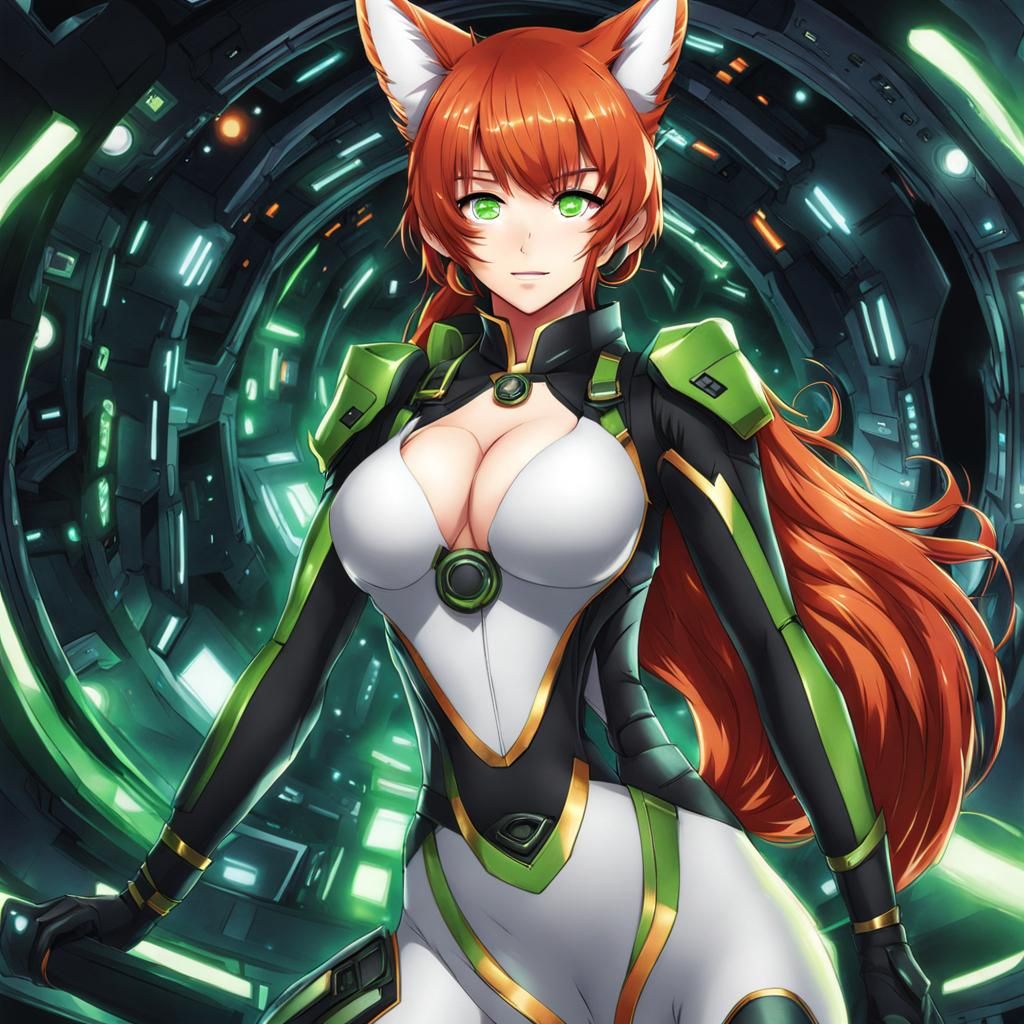 Anime Style Kitsune in Sci-Fi Bodysuit