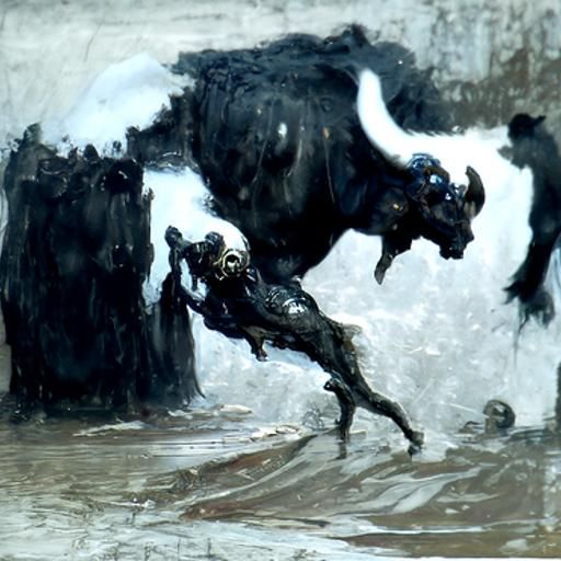 Bull Races in Dark Fantasy Style