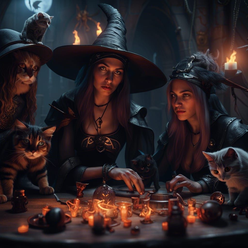 Witches Play D&D in Detailed Matte Painting