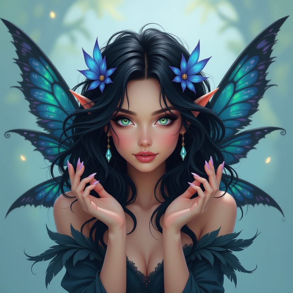 Dark Fairy with Jagged Wings in Mystical Style