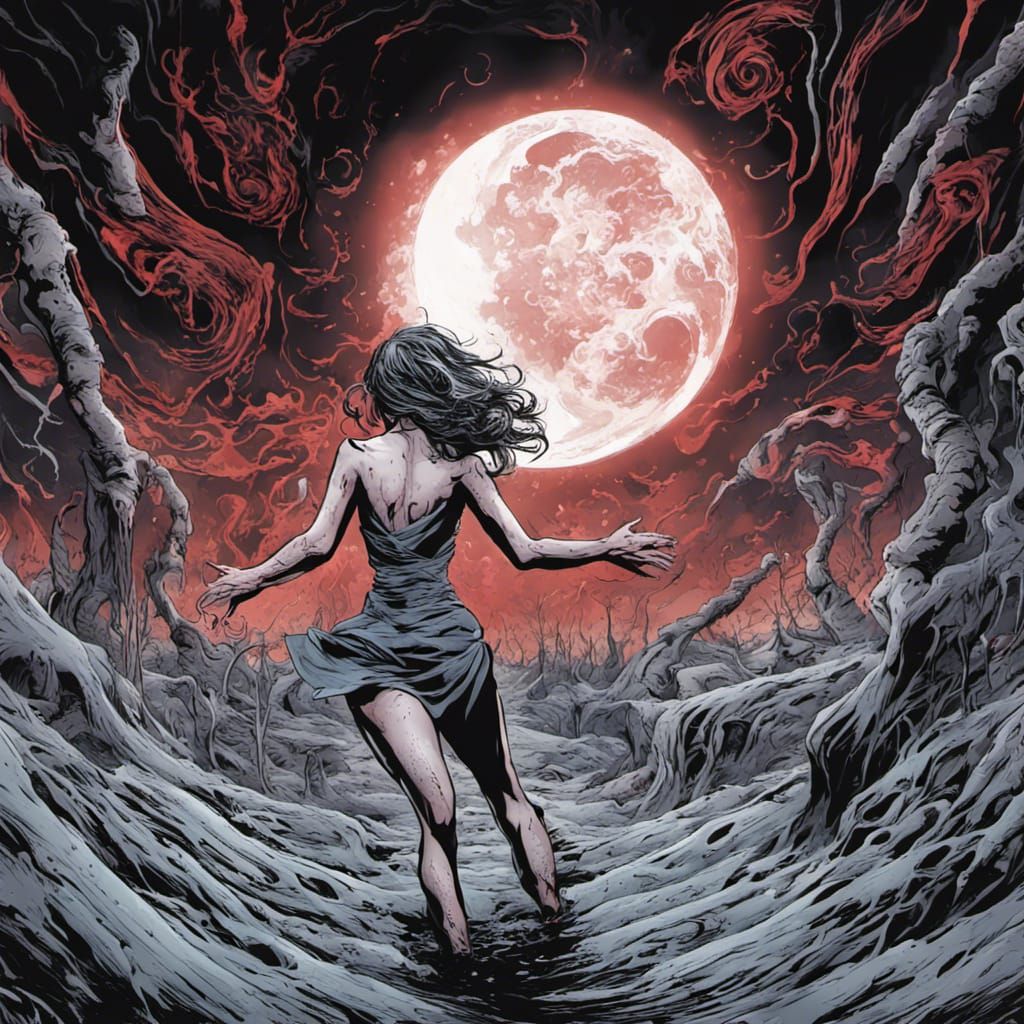 Terrifying Woman's Body in Comic Book Art Style