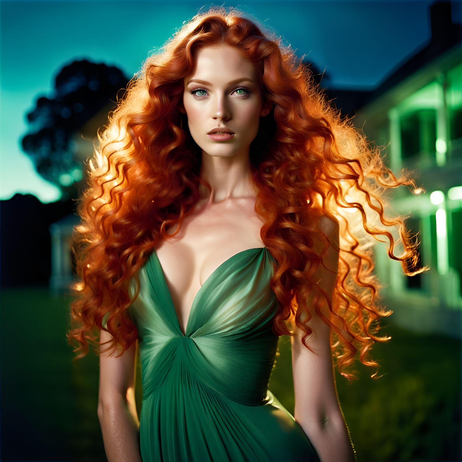 Elegant Redhead in Volumetric Lighting