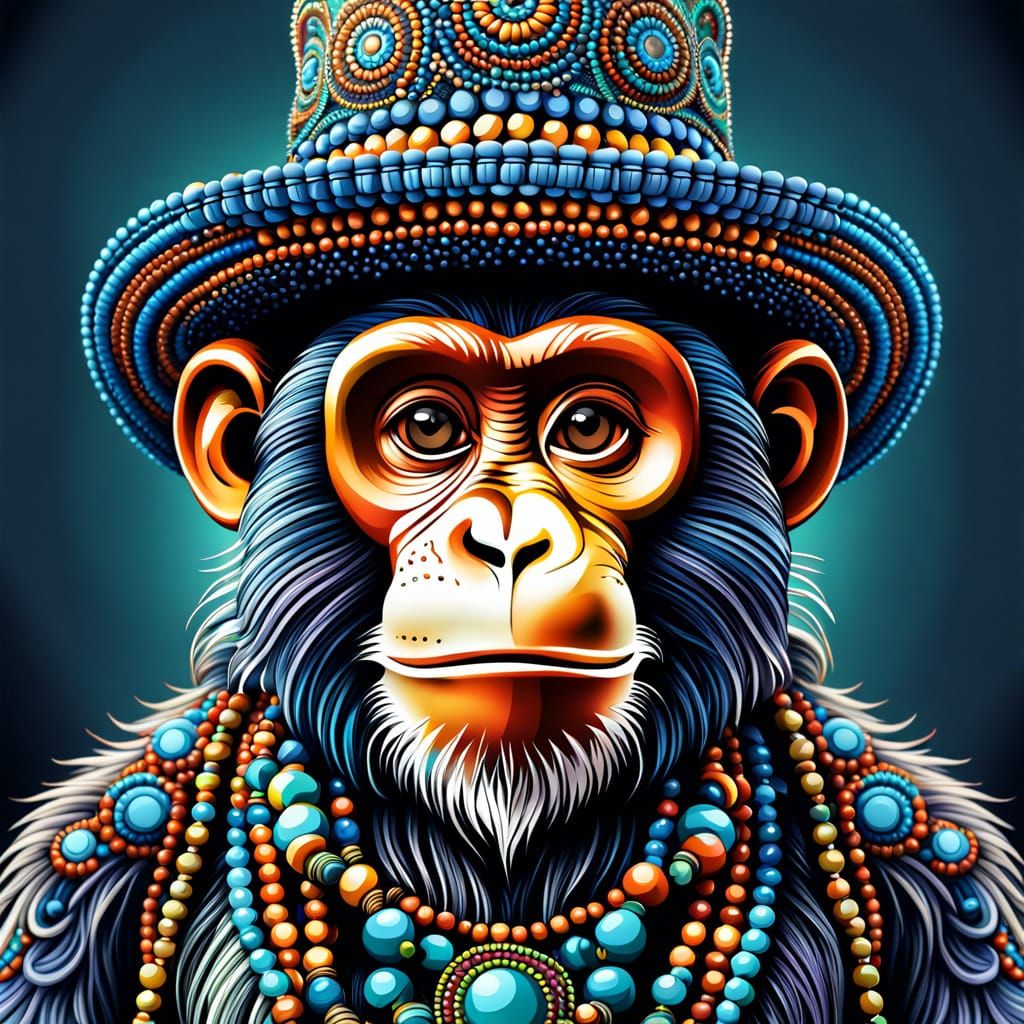 Monkey in Beads: Abstract Vector Fractal Art