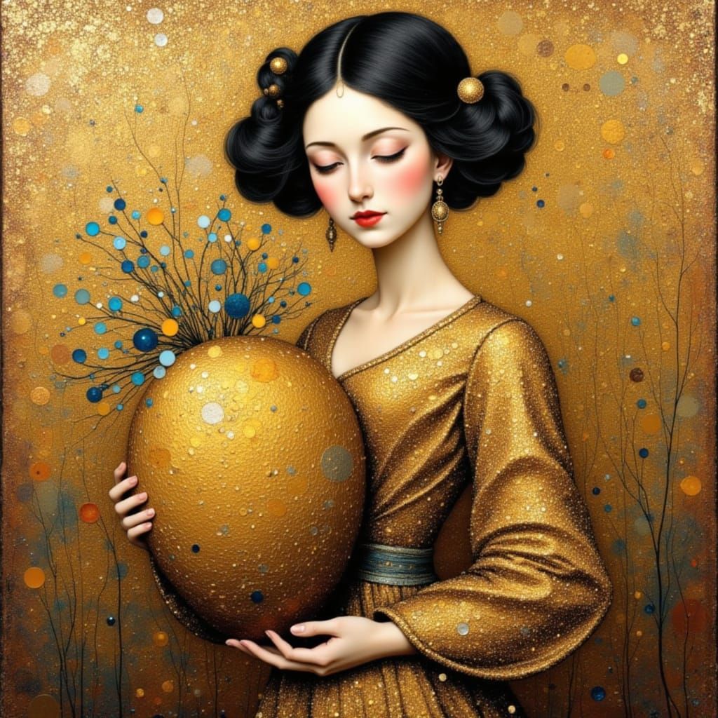 Semi-Abstract Snowscape Collage Painting in Impressionist St...