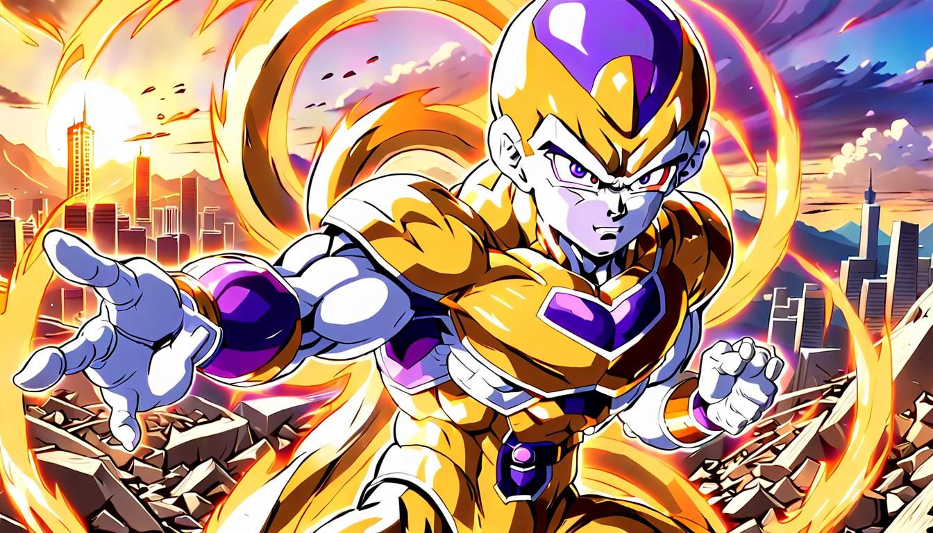 Golden Dragon Ball Z Warrior Dominates the Ruins