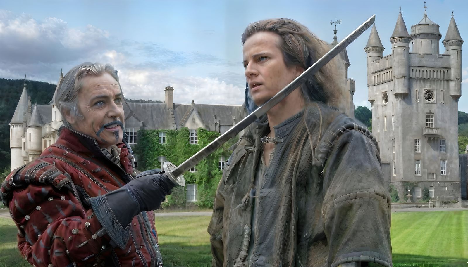 Highlander Warriors in a Cyberpunk Cityscape