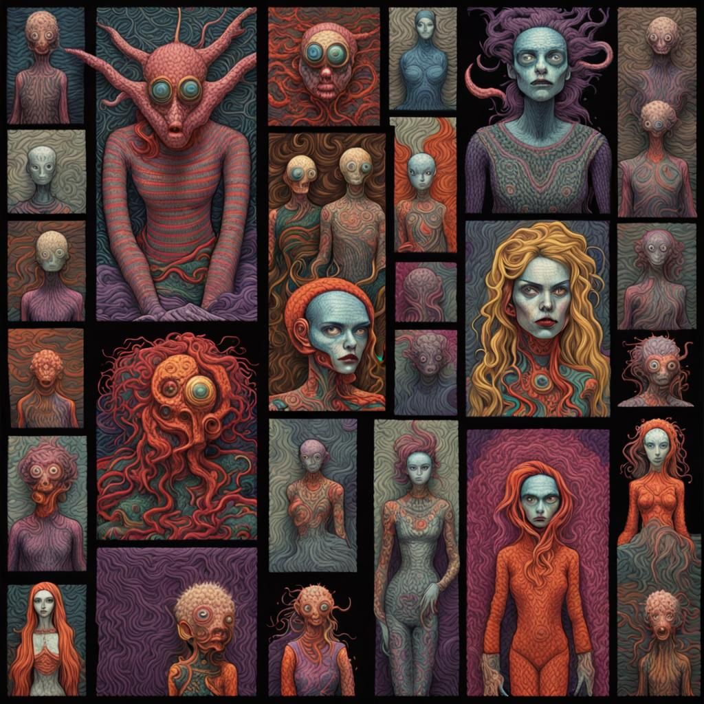 Psychedelic Sci-Fi Grid in Impasto Style