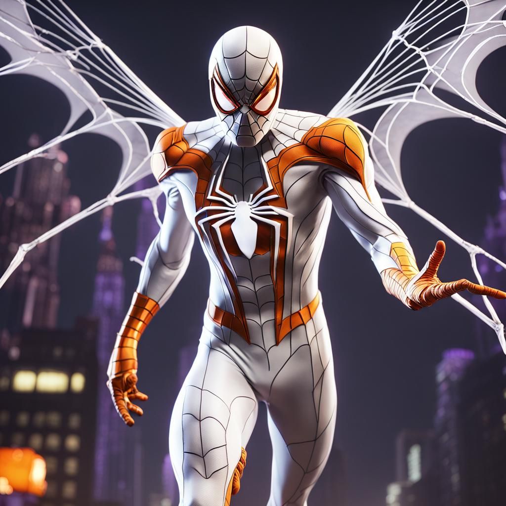 Spider-Man's Striking White Suit with Web Wings