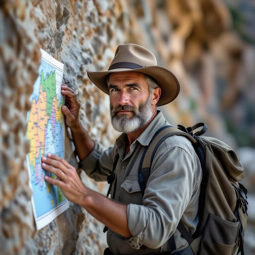 Italian Geologist Inspects Rock Wall in Hyperrealistic Detai...