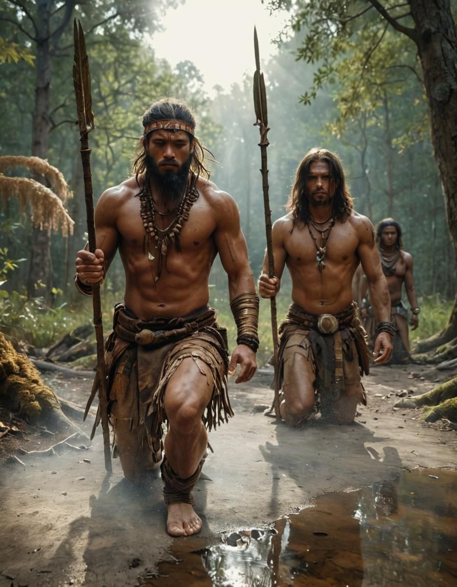 Young Warrior in Prayer: Primal Tribal Art