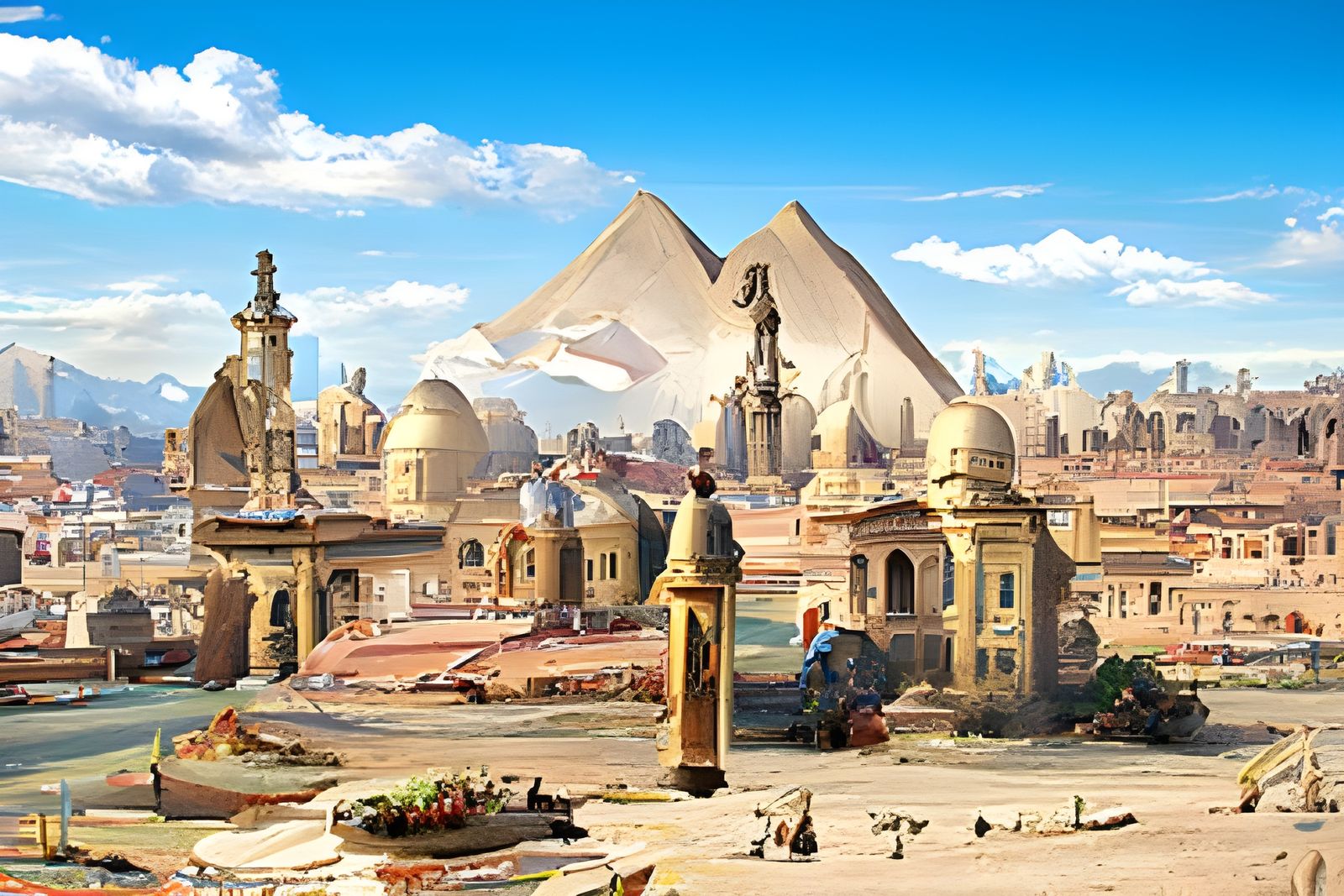 Cairo Pyramids: 18th Century Oil Painting
