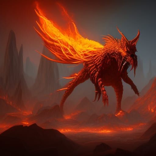 Fantastical Fire Creature Concept Art