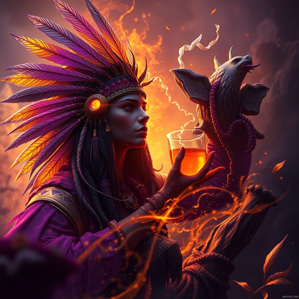 Native American Tea Concept Art in Dark Fantasy Style