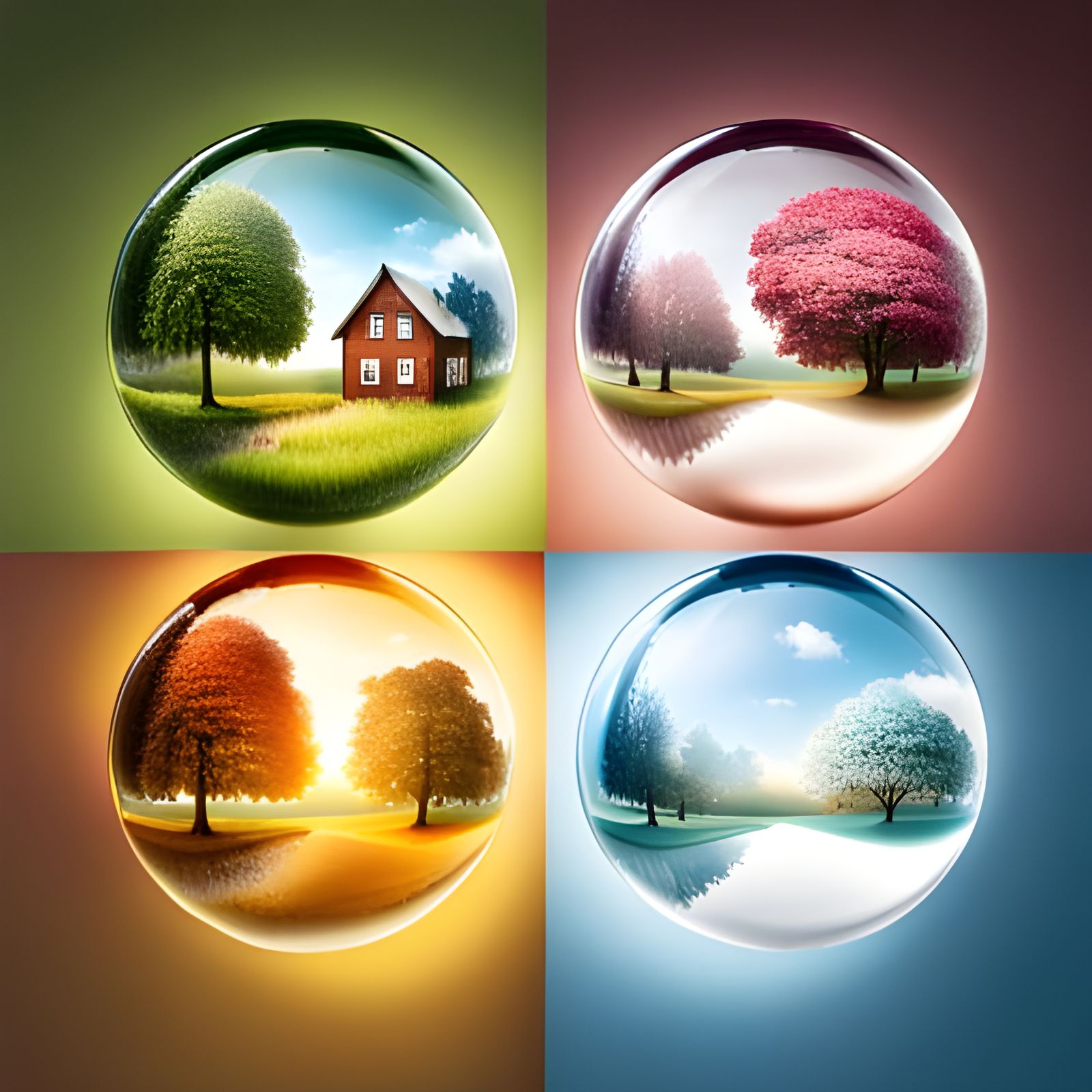 Seasons in Orbs: Dreamy Digital Illustration