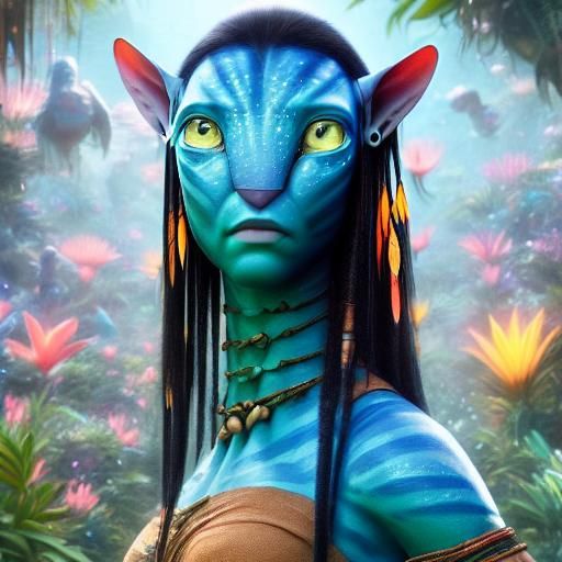 Photorealistic Portrait of a Female Na'vi Character