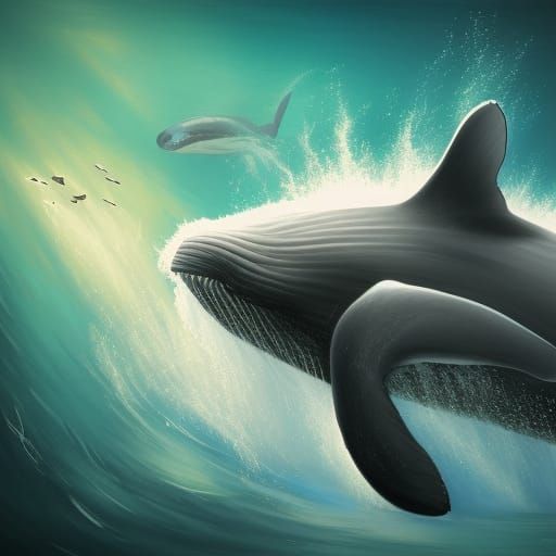 Hyperrealistic Whale Splash Art Concept