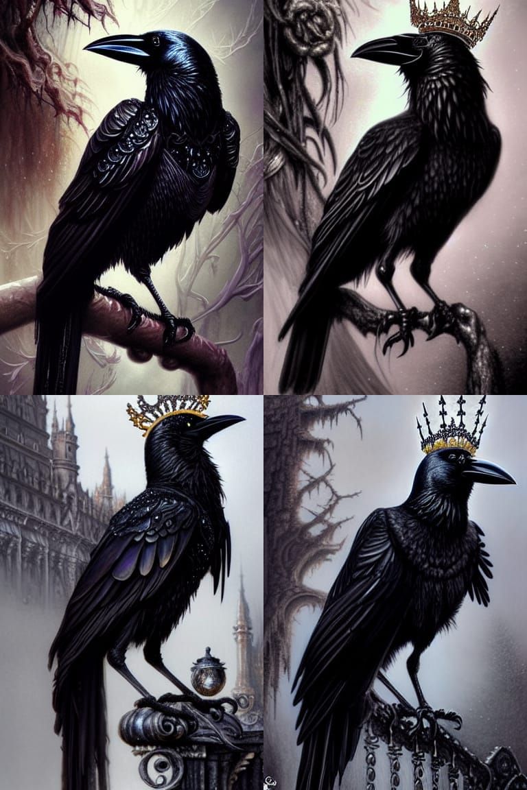 Crow with Jeweled Crown Digital Painting