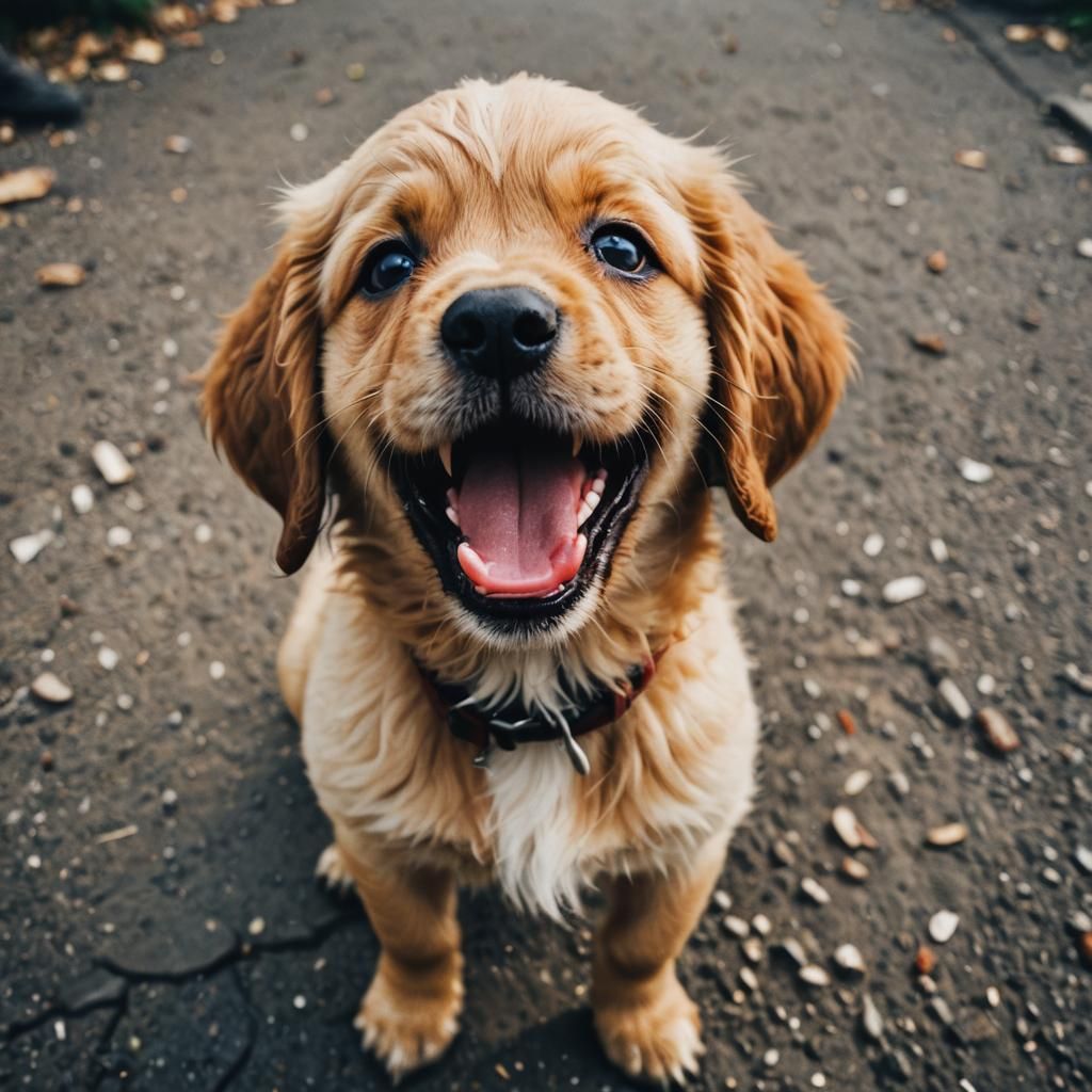 Hilarious Close-Up of Smiling Puppy Face