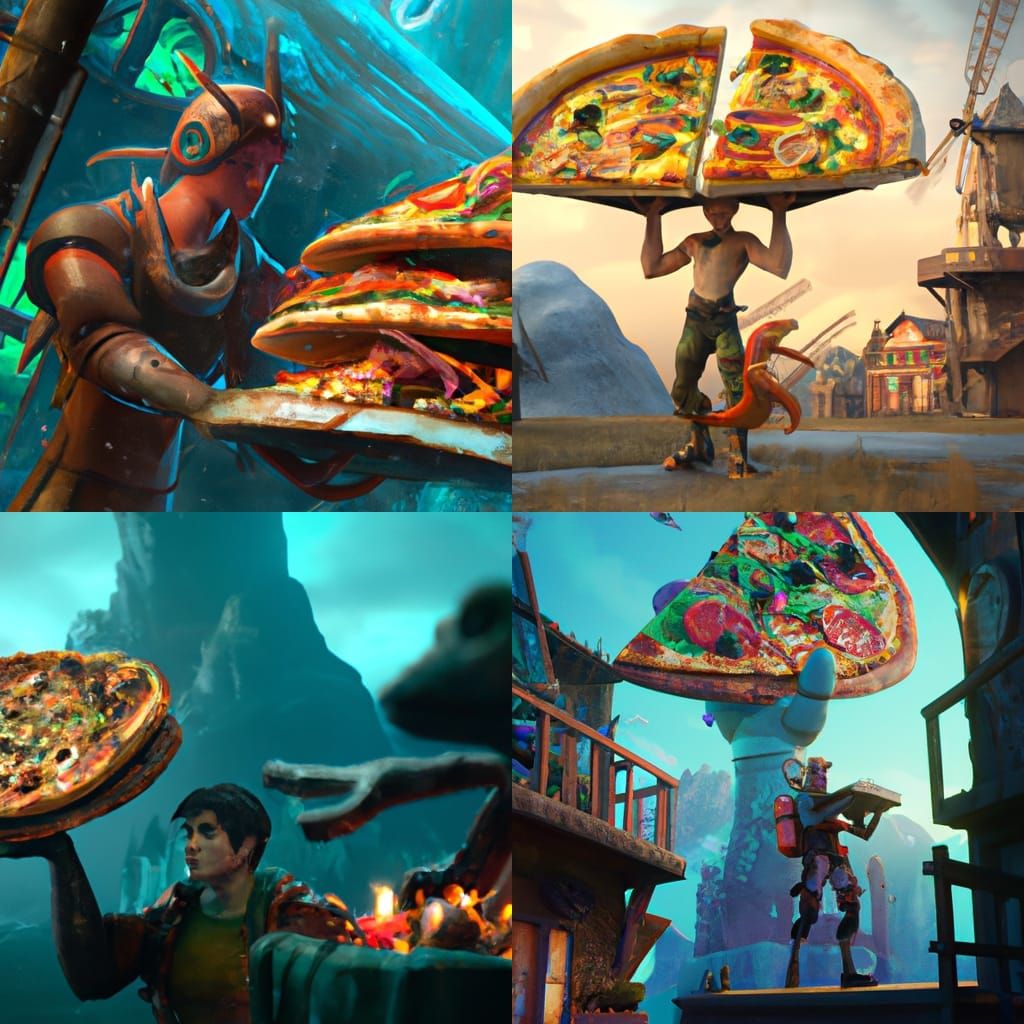 Ryan With Pizza, Detailed Matte Painting