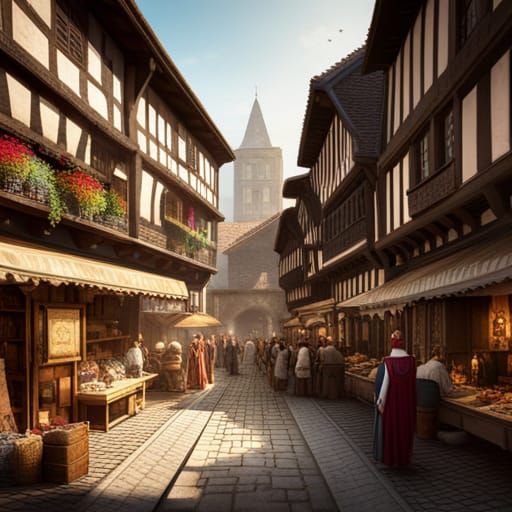 Colorful Medieval Market in 8K Resolution
