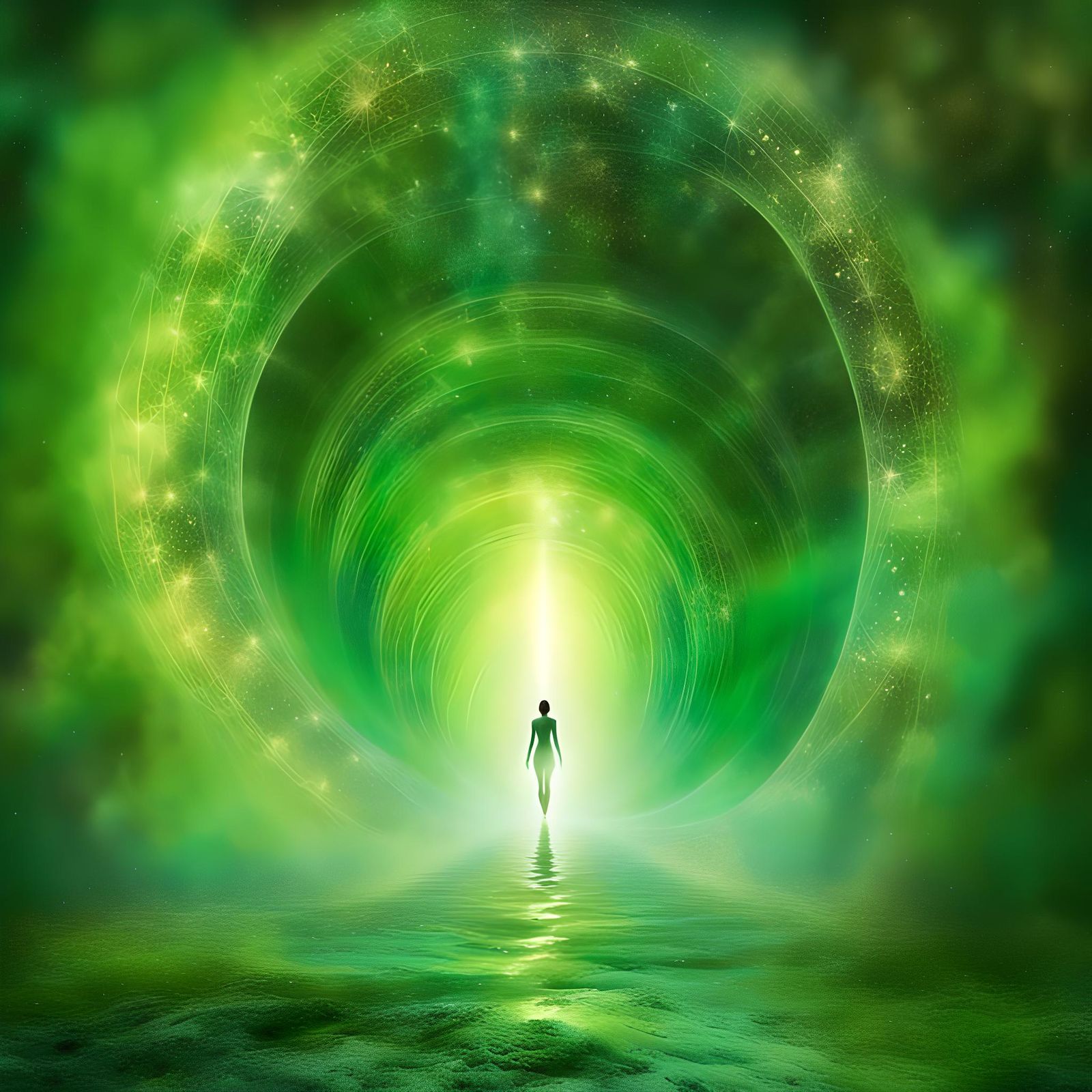 amazing astral projection I see my body floating away in a glowing green mist near death experience a peaceful place fil...