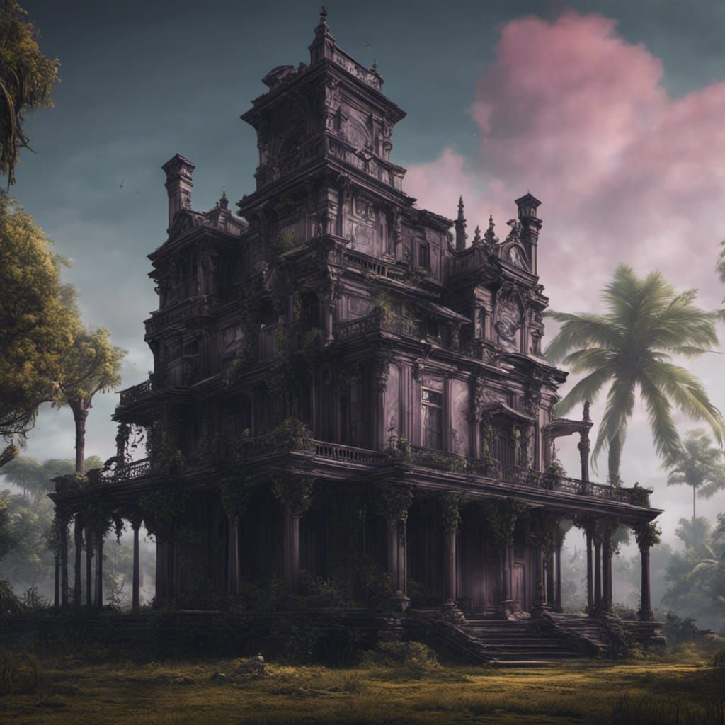 Gothic Plantation House in Detailed Matte Painting Style