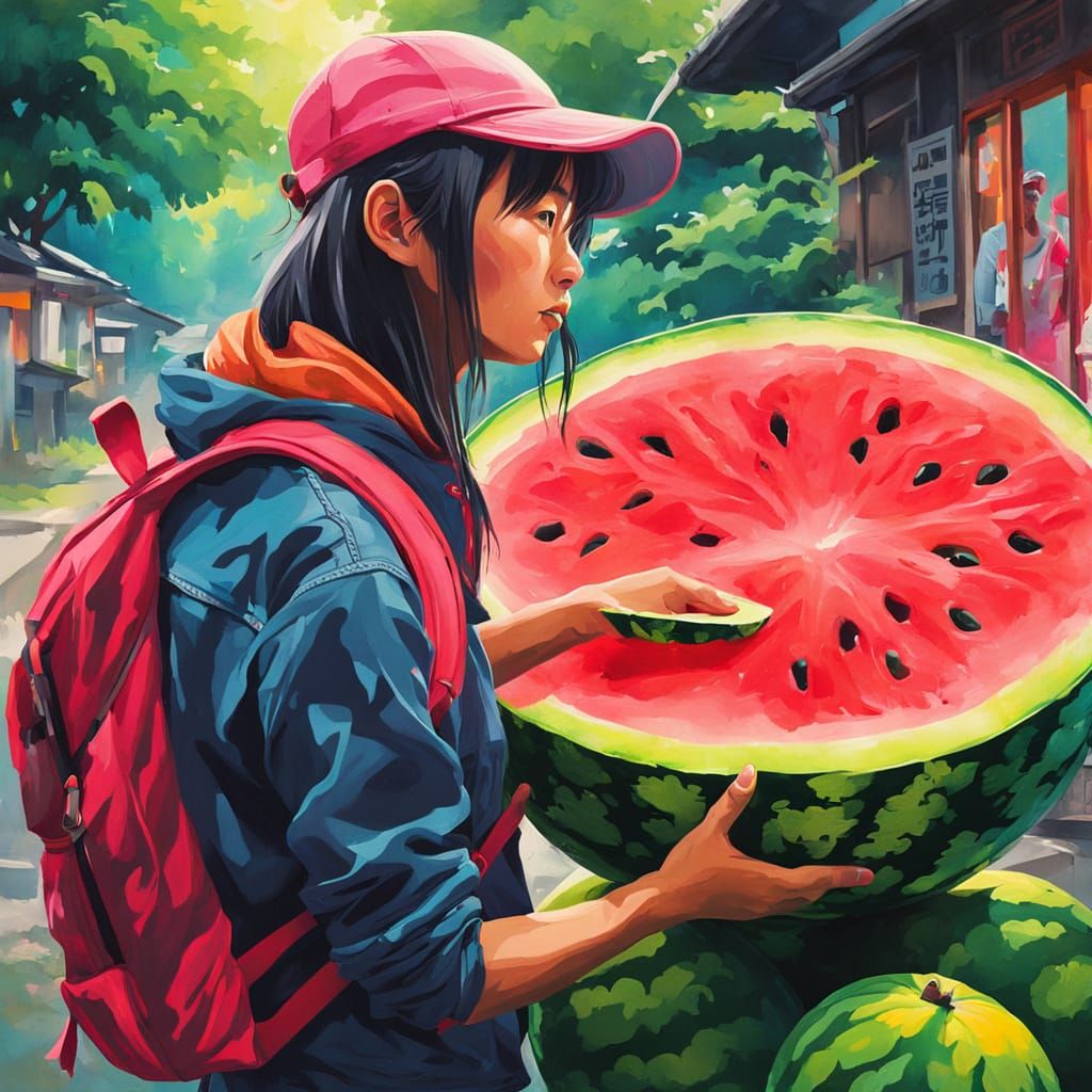 Vibrant Street Art of a Watermelon Heist in Kyoto