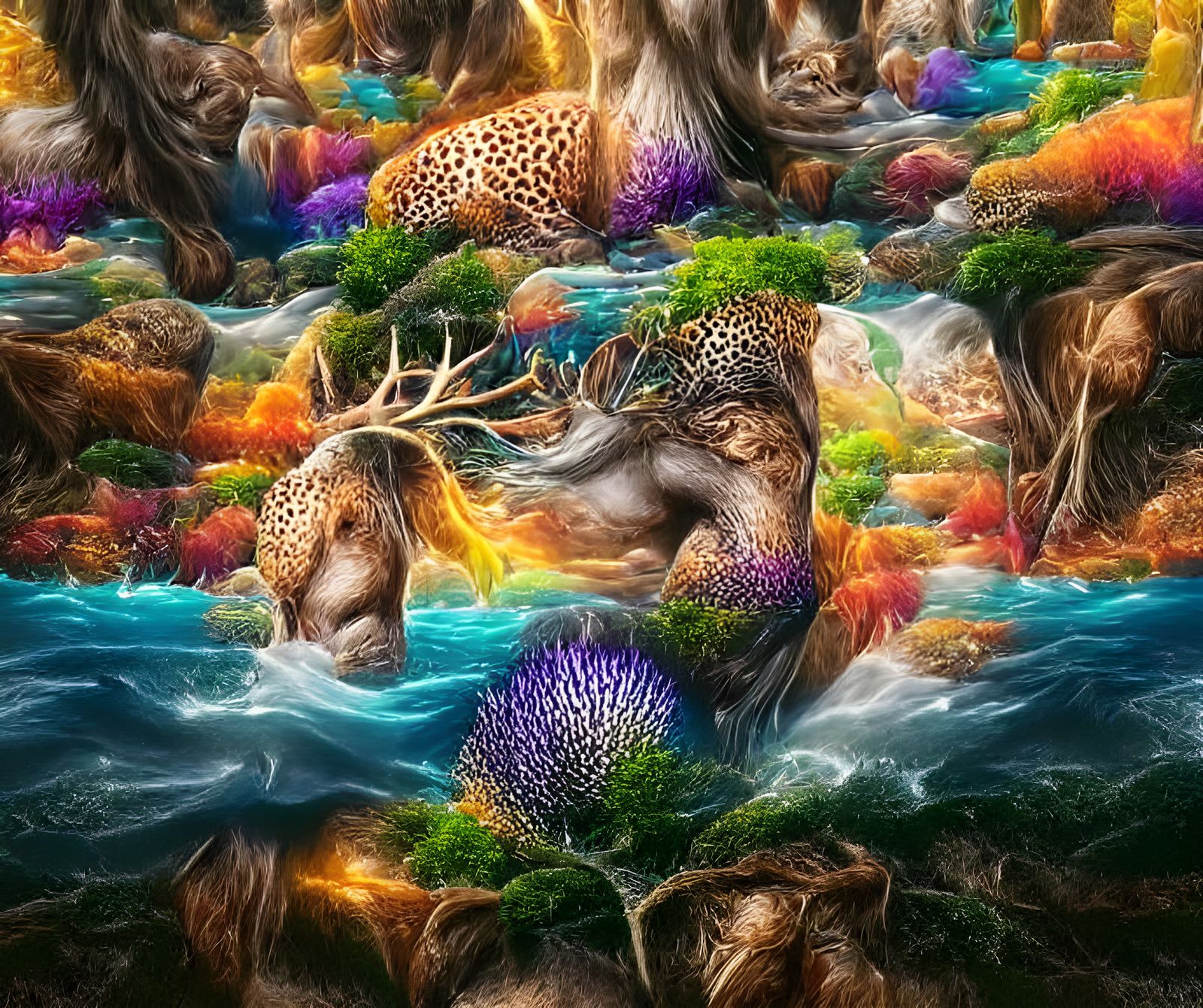 Lush Land and Water Digital Illustration