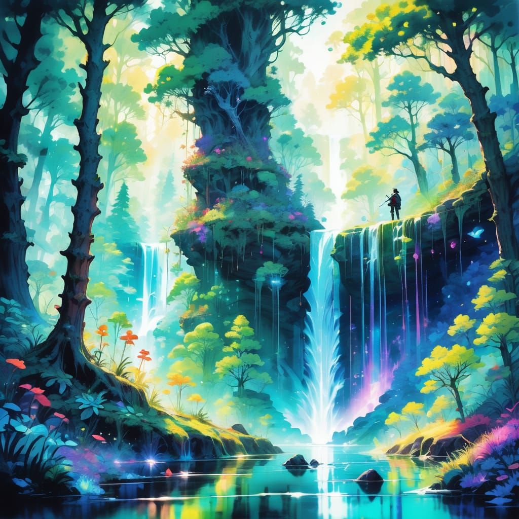 Ethereal Forest Explorer Finds Hidden Waterfall
