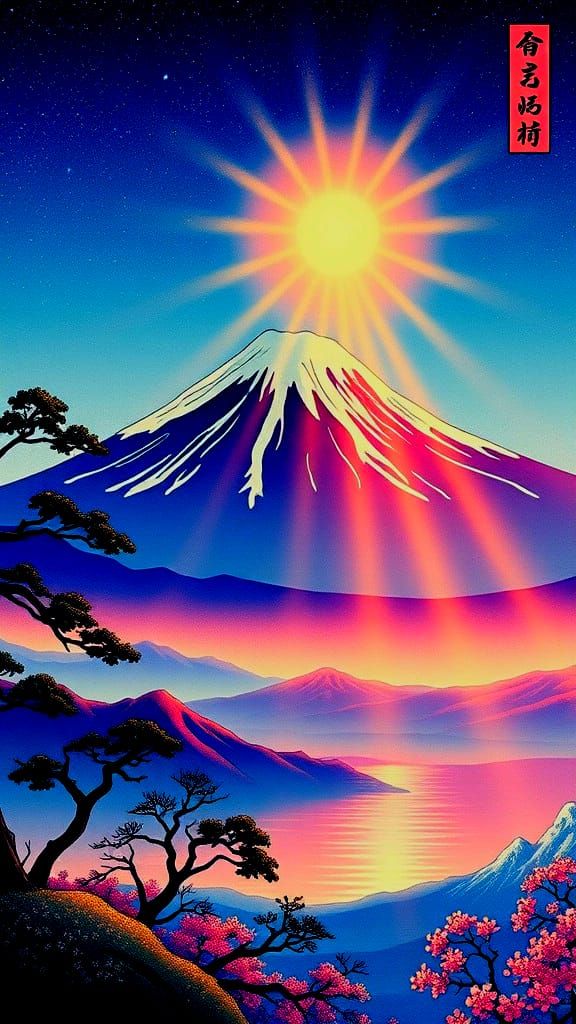 Mount Fuji in Four Seasons: Ukiyo-e Style