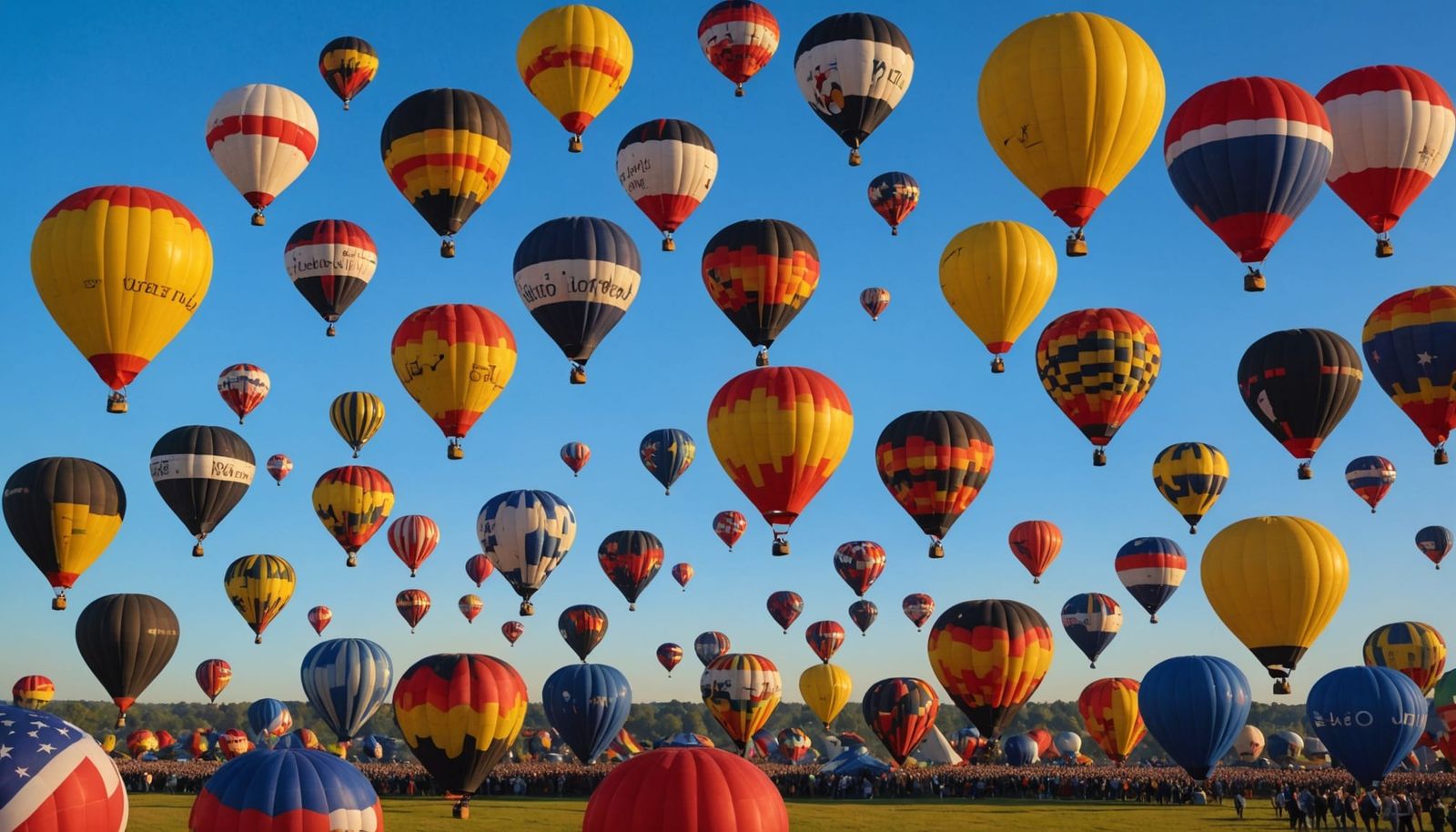 Sky Full of National Flag Hot Air Balloons