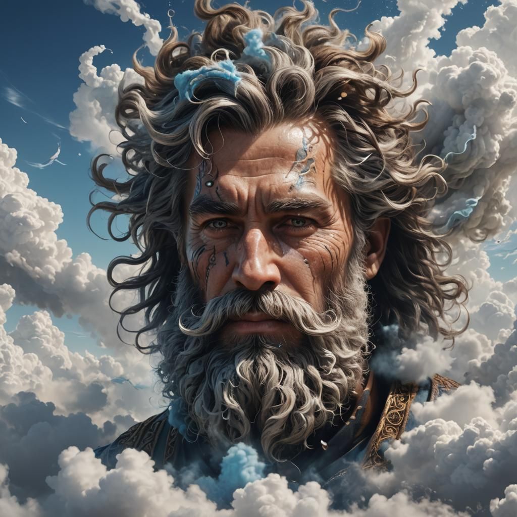 Cloud God with Fluffy Beard: Fantasy Concept Art