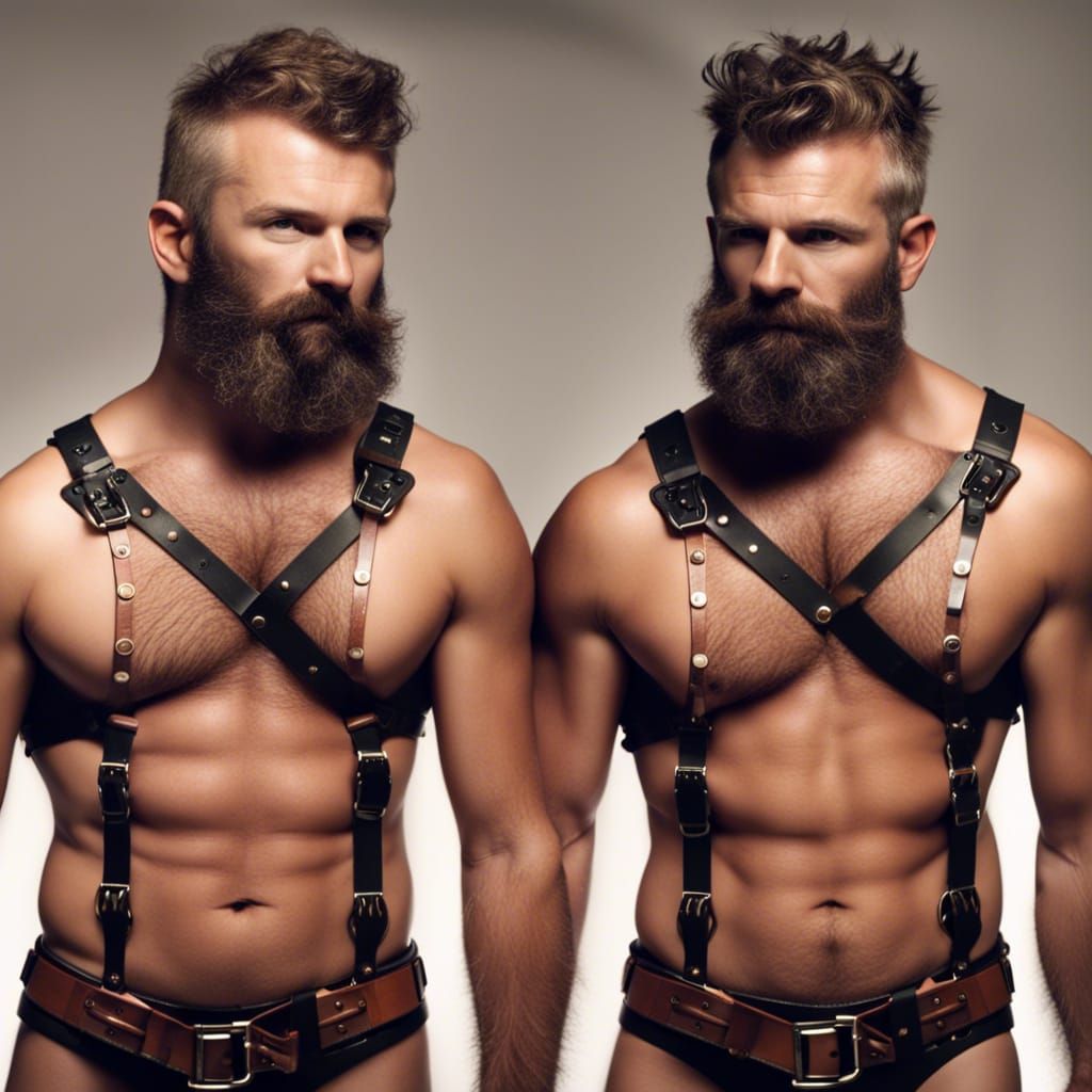 Handsome Man in Leather Harness